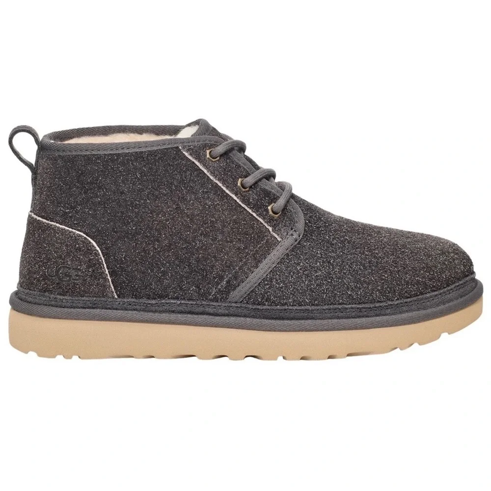 UGG Neumel Shaggy Suede Dark Grey Mens Chukka Boots 1158219 DGRY